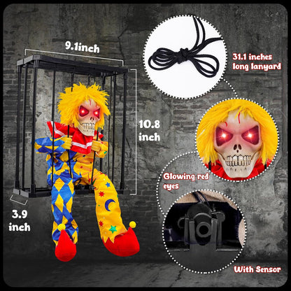 Halloween Animated Screaming Ghost Decoration | Motion Sensor Skull Prisoner with Light Up Eyes for Indoor & Outdoor Halloween Decor