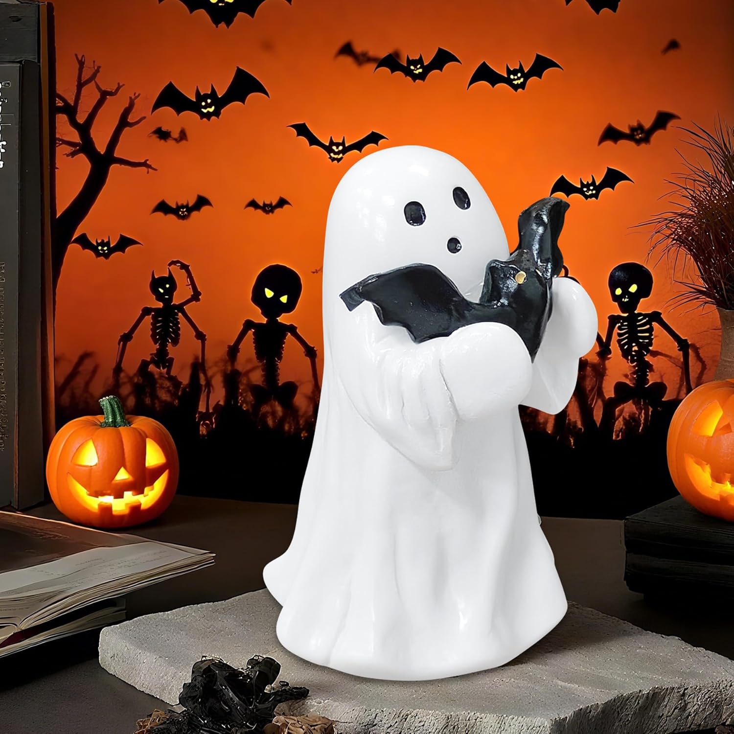 Halloween Ghost Figurine | Cute, Whimsical Decor for Tabletop Home Decoration and Unique Gifts