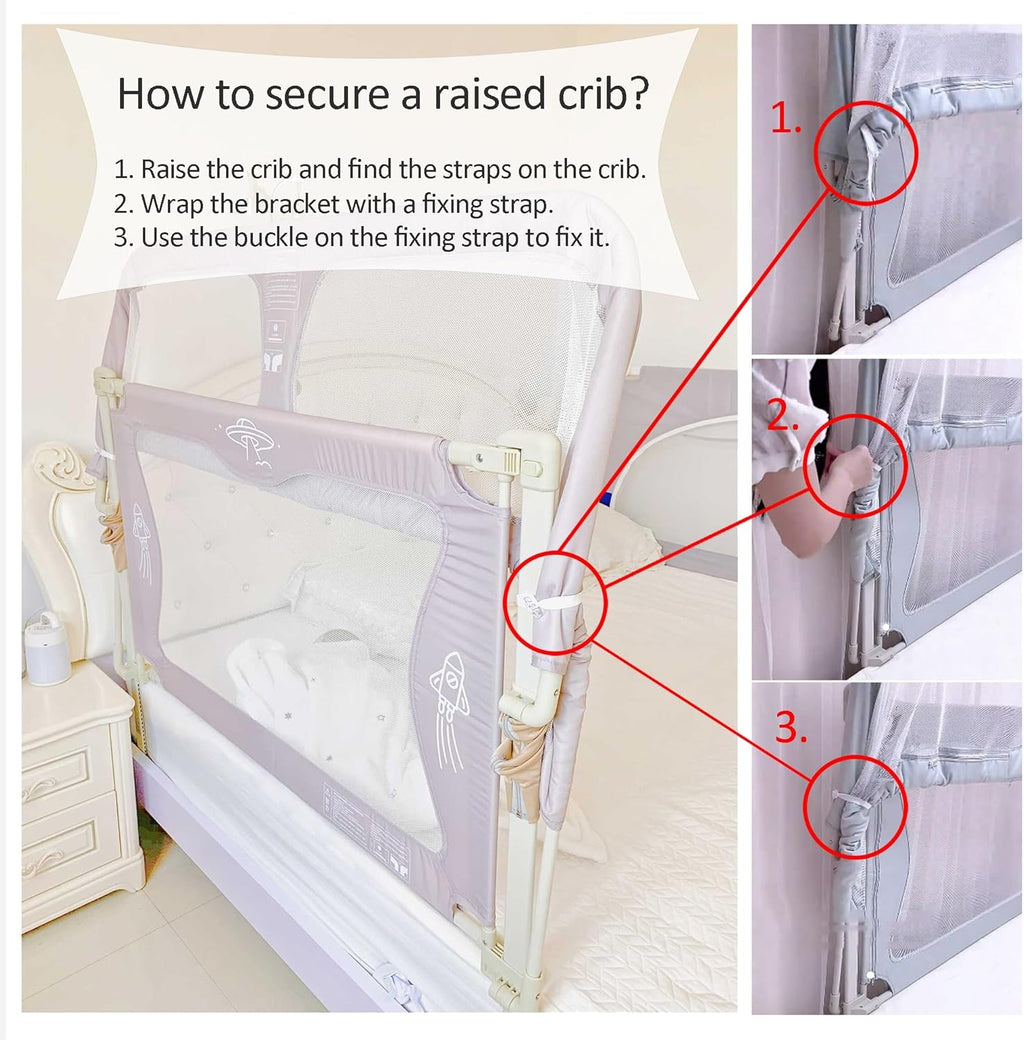 Baby Liftable Protective Side Bed | 3 in 1 Design, Portable Bed Rail for Safe Sleep at Home & Travel