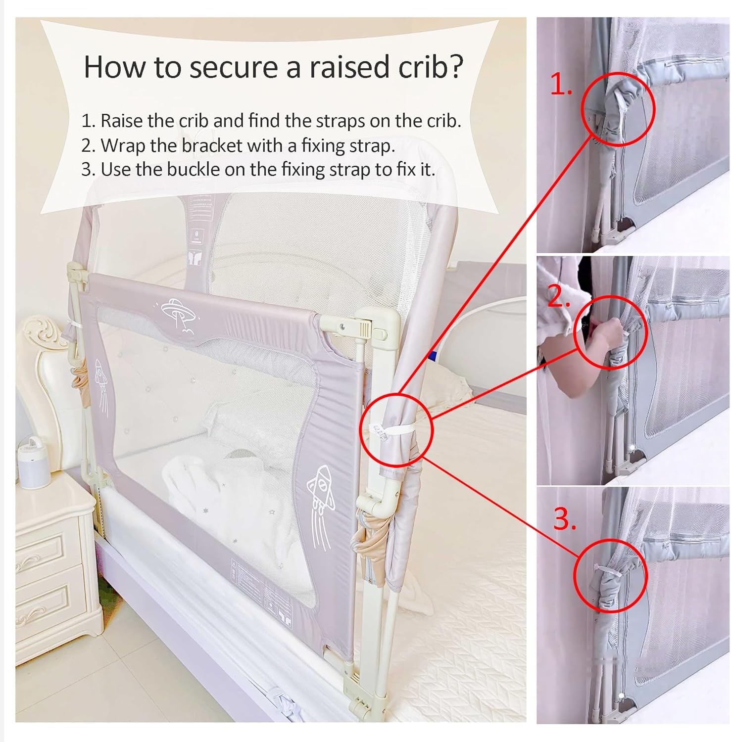 Baby Liftable Protective Side Bed | 3 in 1 Design, Portable Bed Rail for Safe Sleep at Home & Travel