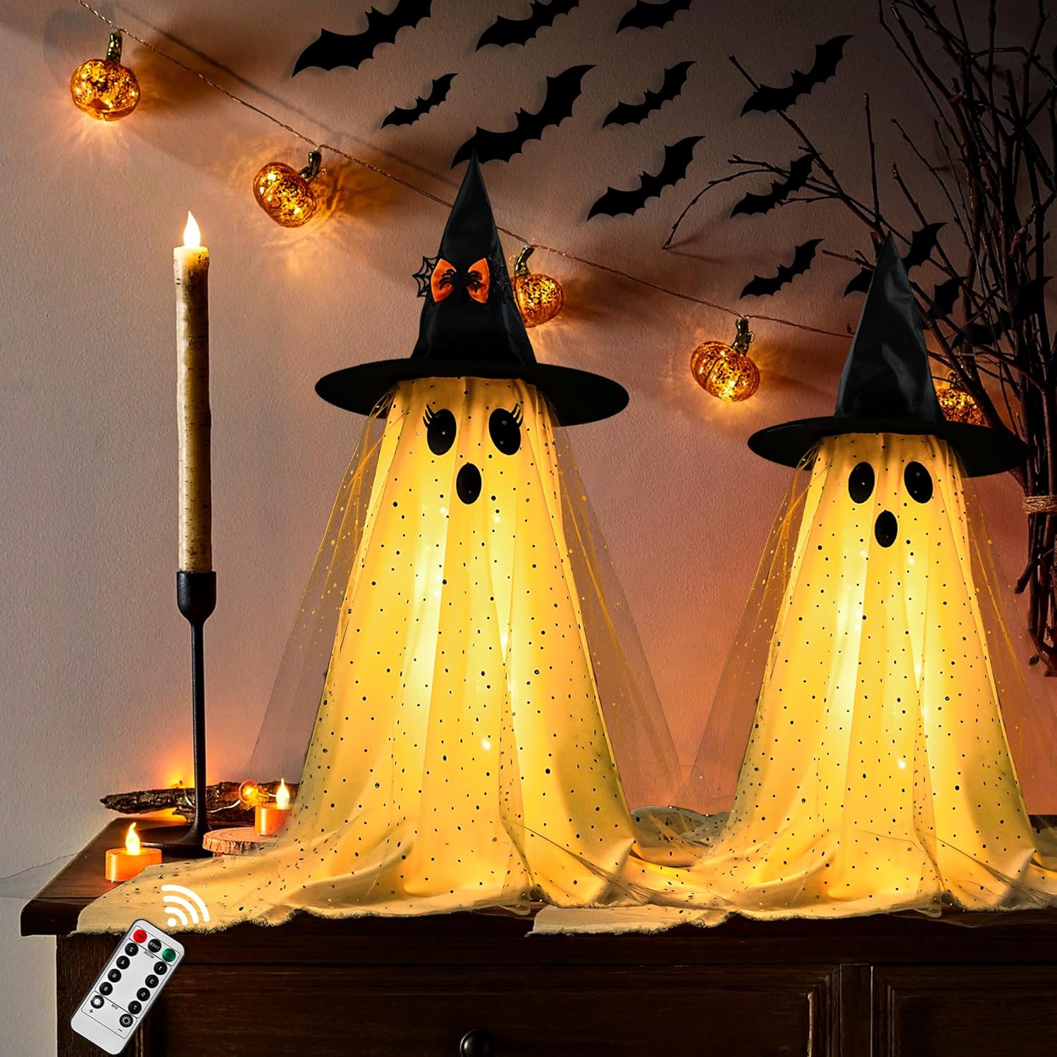 Halloween Ghost Decorations | Remote Control String Lights for Outdoor and Indoor Parties, Perfect for Yards, Gardens & Lawn Displays
