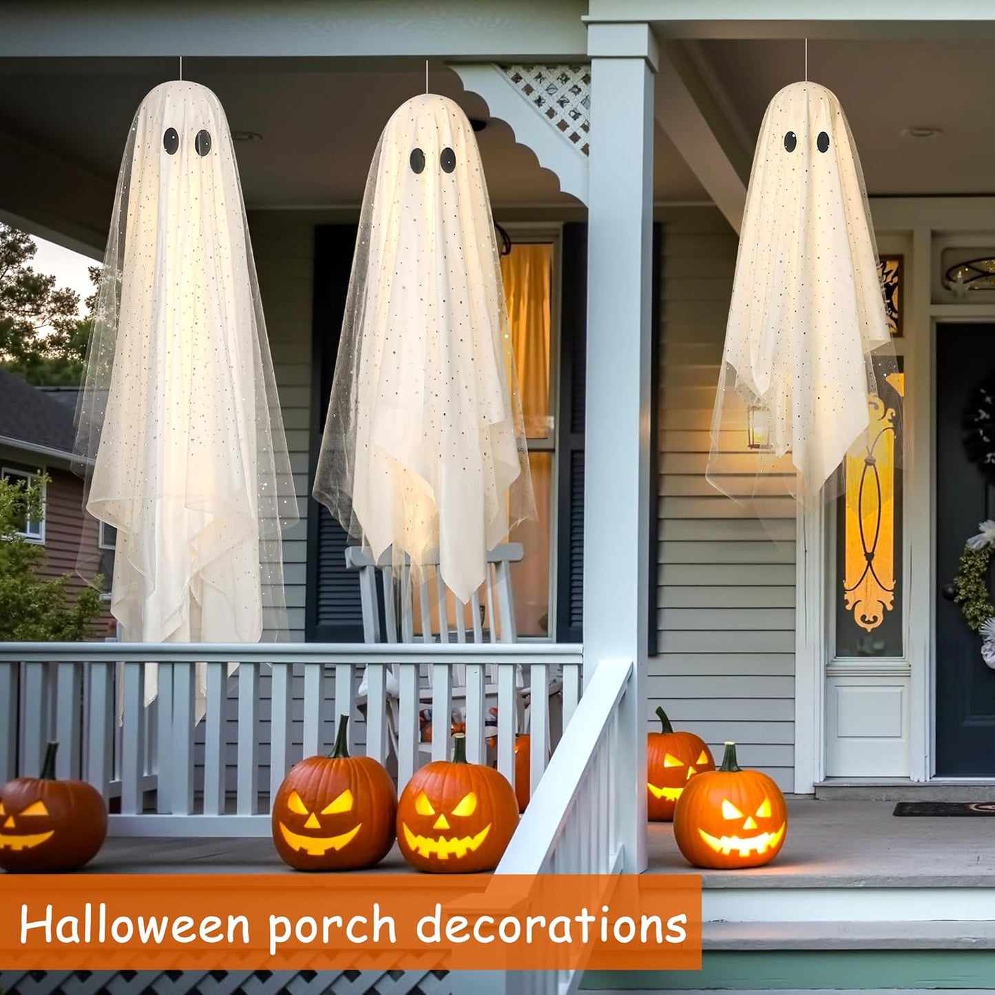 Halloween Ghost Decorations | Remote Control String Lights for Outdoor and Indoor Parties, Perfect for Yards, Gardens & Lawn Displays