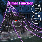 Halloween Spider Web Lights | 23FT with 350 LED, 6.6FT Giant Spider & 8 Modes for Outdoor Haunted House Decor