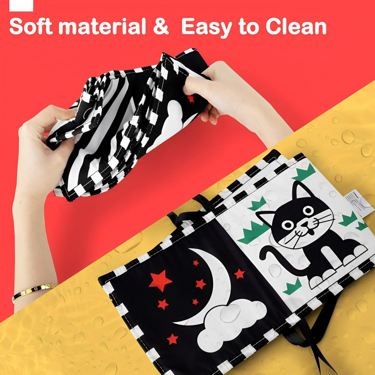 Montessori Baby Sensory Book | Black and White Infant Toys, Safe Materials & Ideal for Visual Development in Infants