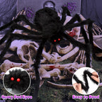 Giant Halloween Spider Web with Fake Spider | 200" Triangular Web & 59" Scary Spider for Indoor Outdoor Decorations