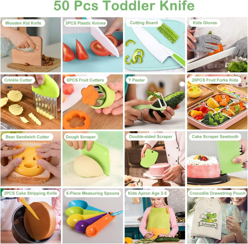 MiniChef Toddler Knife Set & Children's Cooking Set – Ideal for Kids’ Baking & Cooking Fun