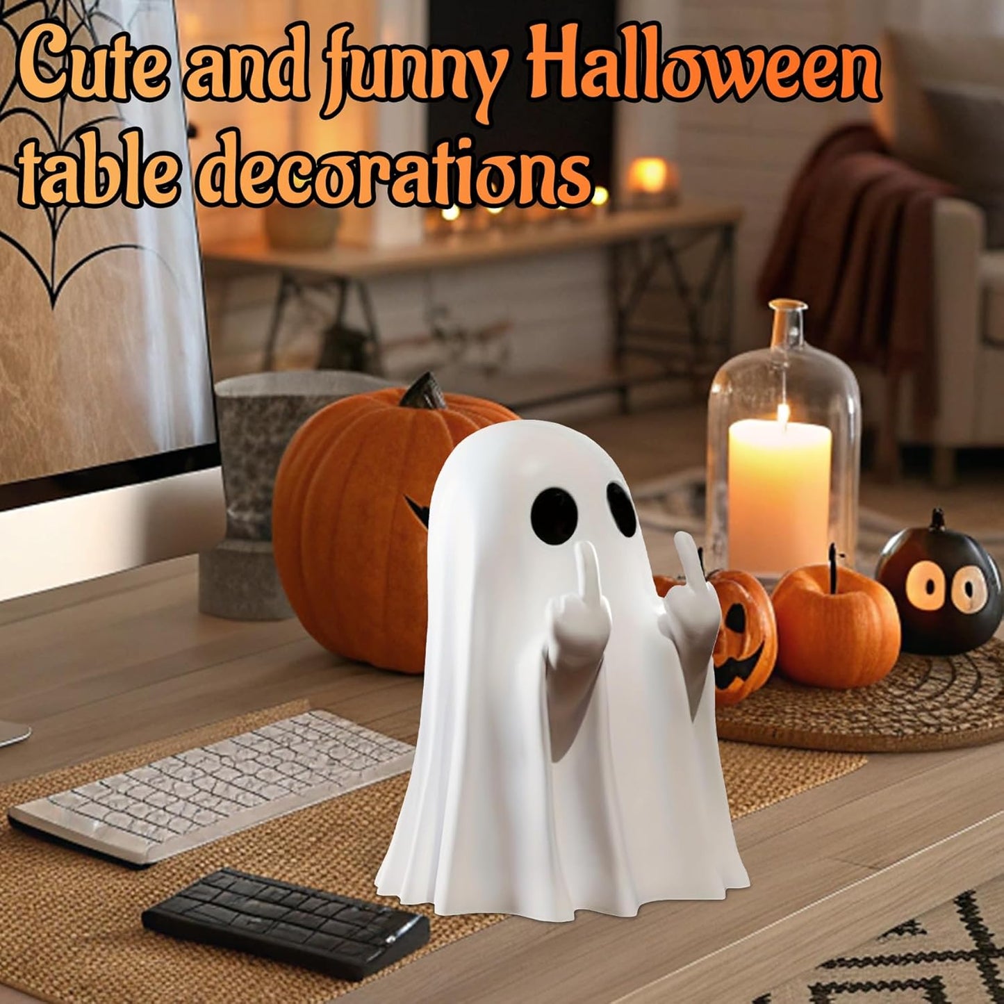 Halloween Ghost Figurine | Cute, Whimsical Decor for Tabletop Home Decoration and Unique Gifts