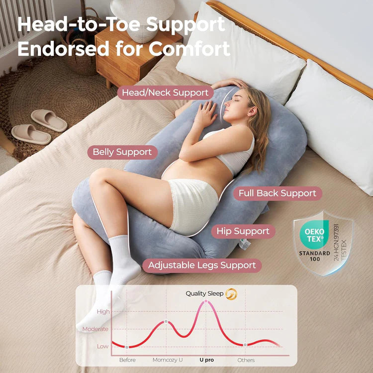 U Shaped Pregnancy Pillow | Full Body Support for Back, Legs & Belly for Pregnant Women