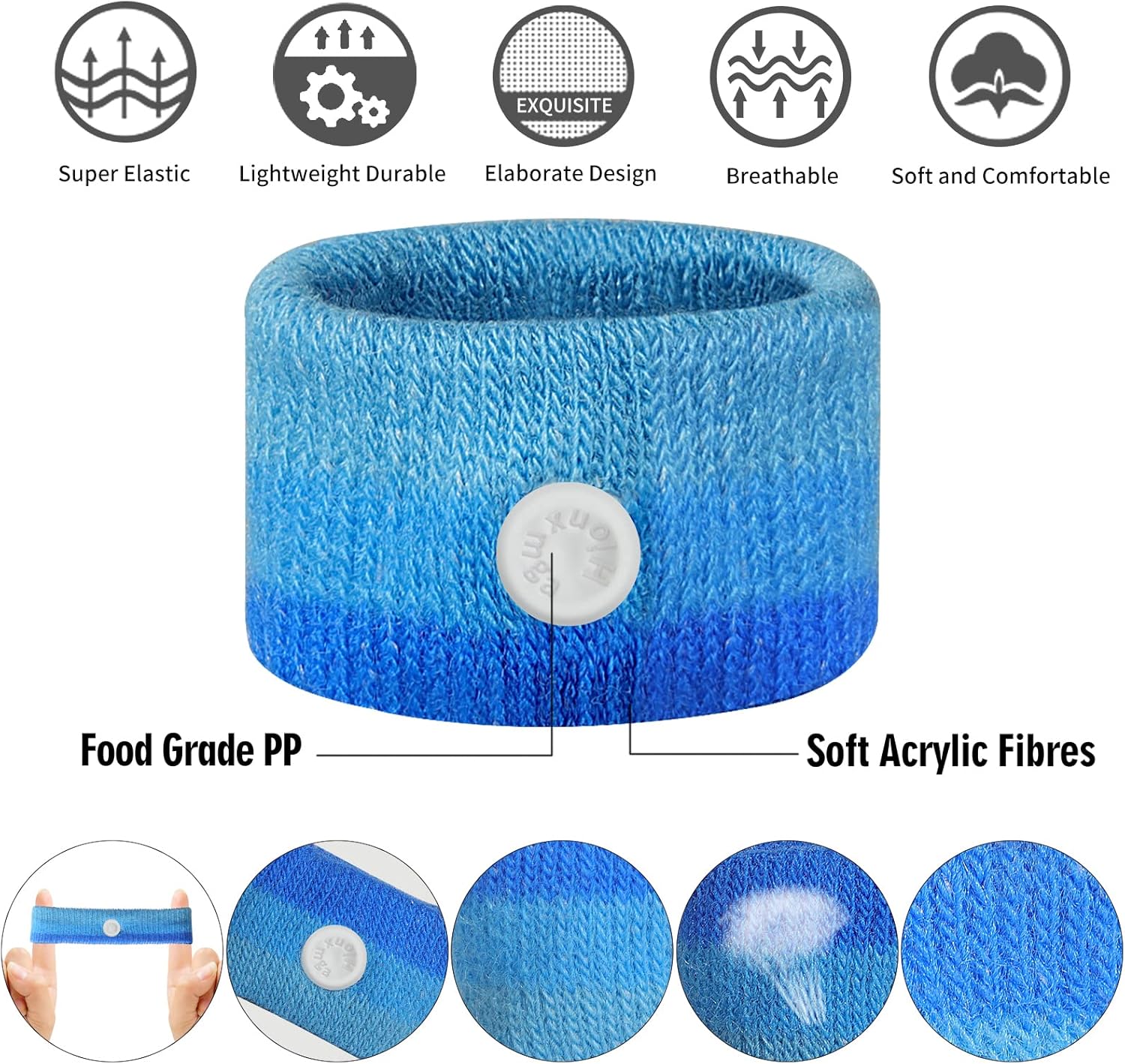 2pcs Car Sick Wristbands Wristband | Nausea Relief Wristbands Adjustable, Soft Fabric & Natural Pressure Therapy for Travel Comfort