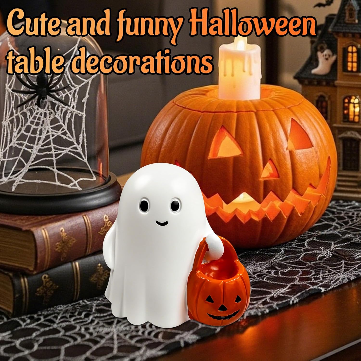Halloween Ghost Figurine | Cute, Whimsical Decor for Tabletop Home Decoration and Unique Gifts