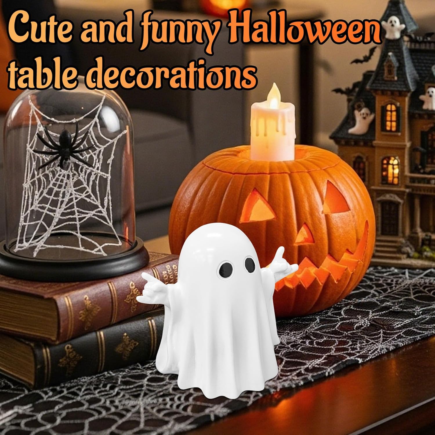Halloween Ghost Figurine | Cute, Whimsical Decor for Tabletop Home Decoration and Unique Gifts