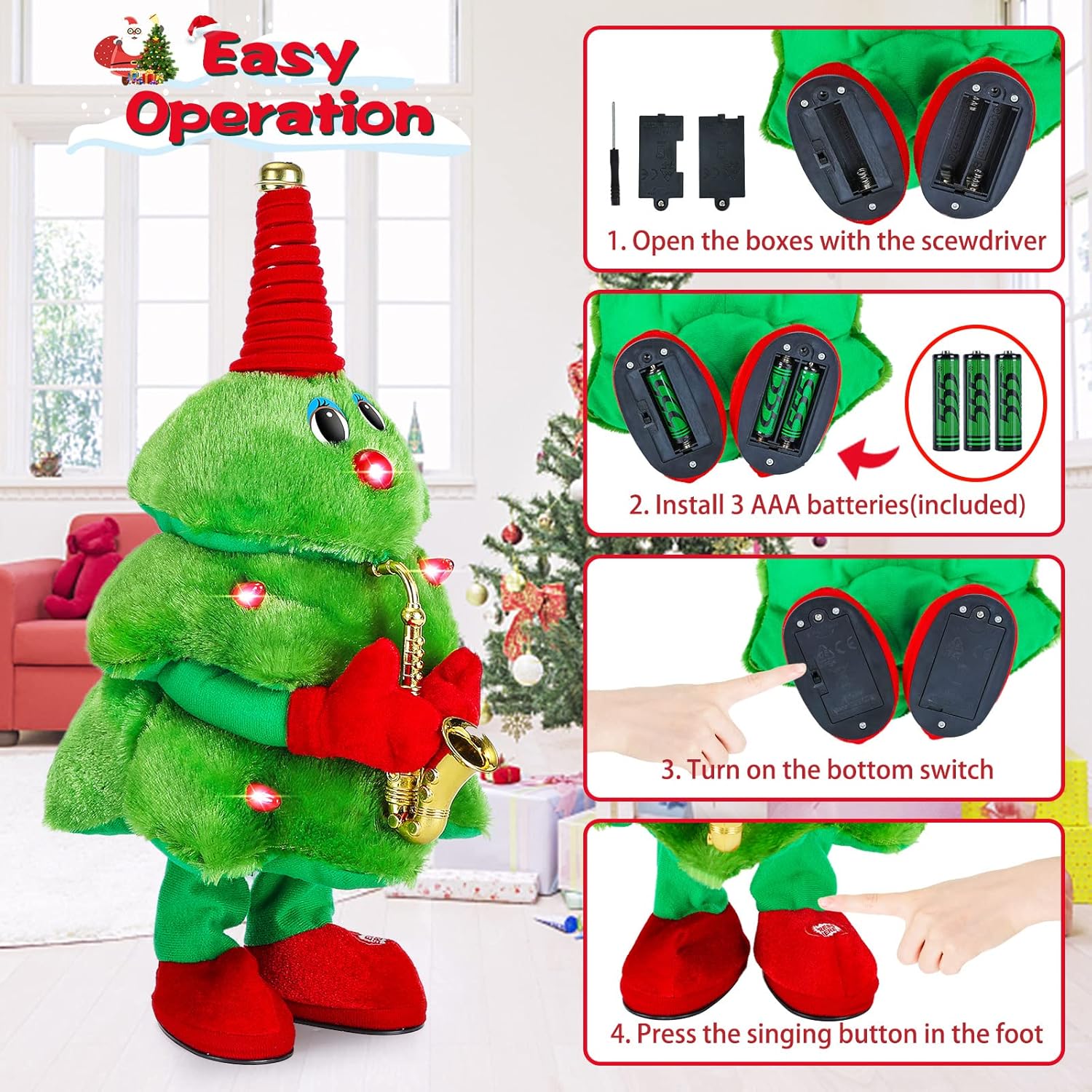 Robotic Christmas Ornament - Singing Dancing Christmas Tree Plush Toy
