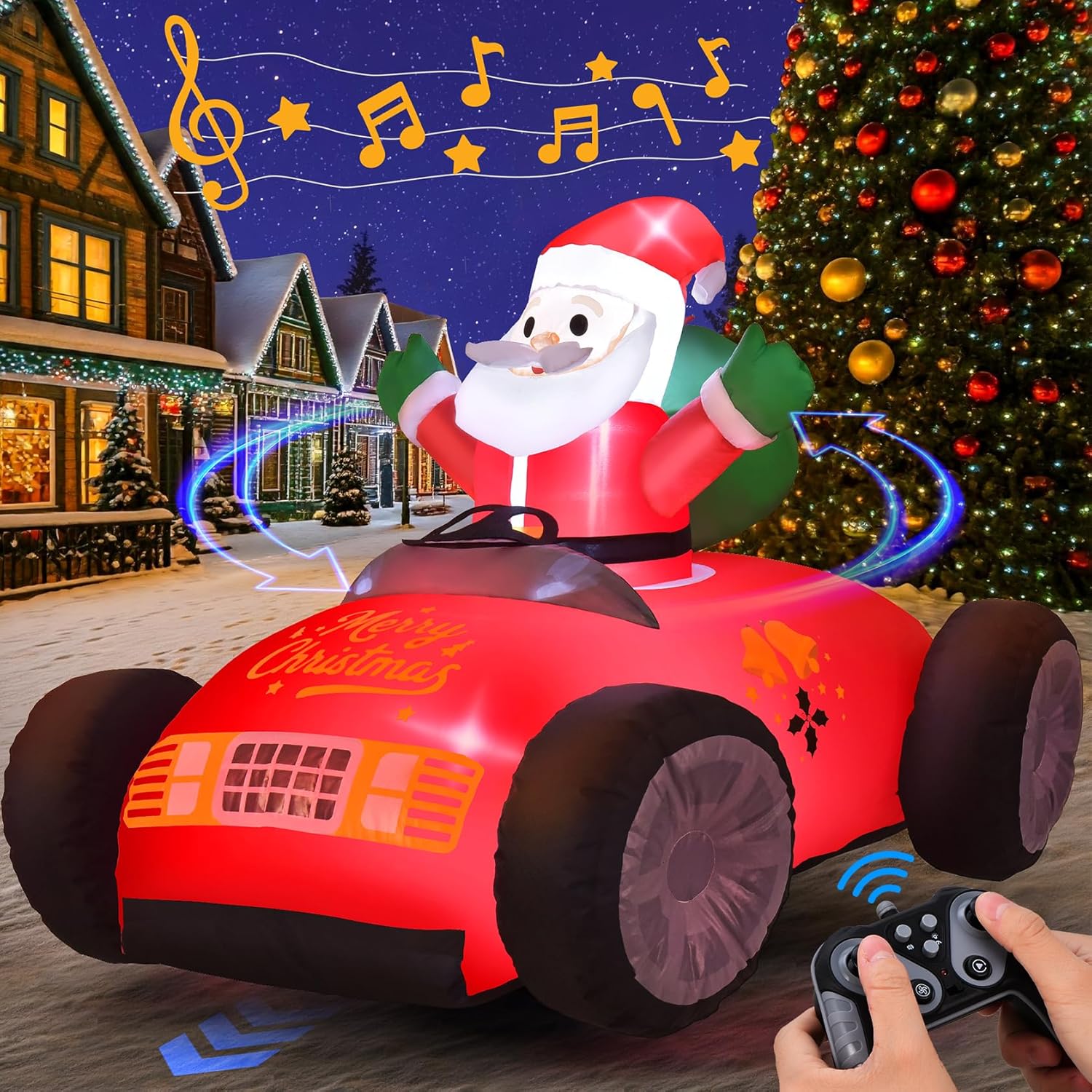 Remote Control Inflatable Santa Claus Outdoor with Auto Inflate