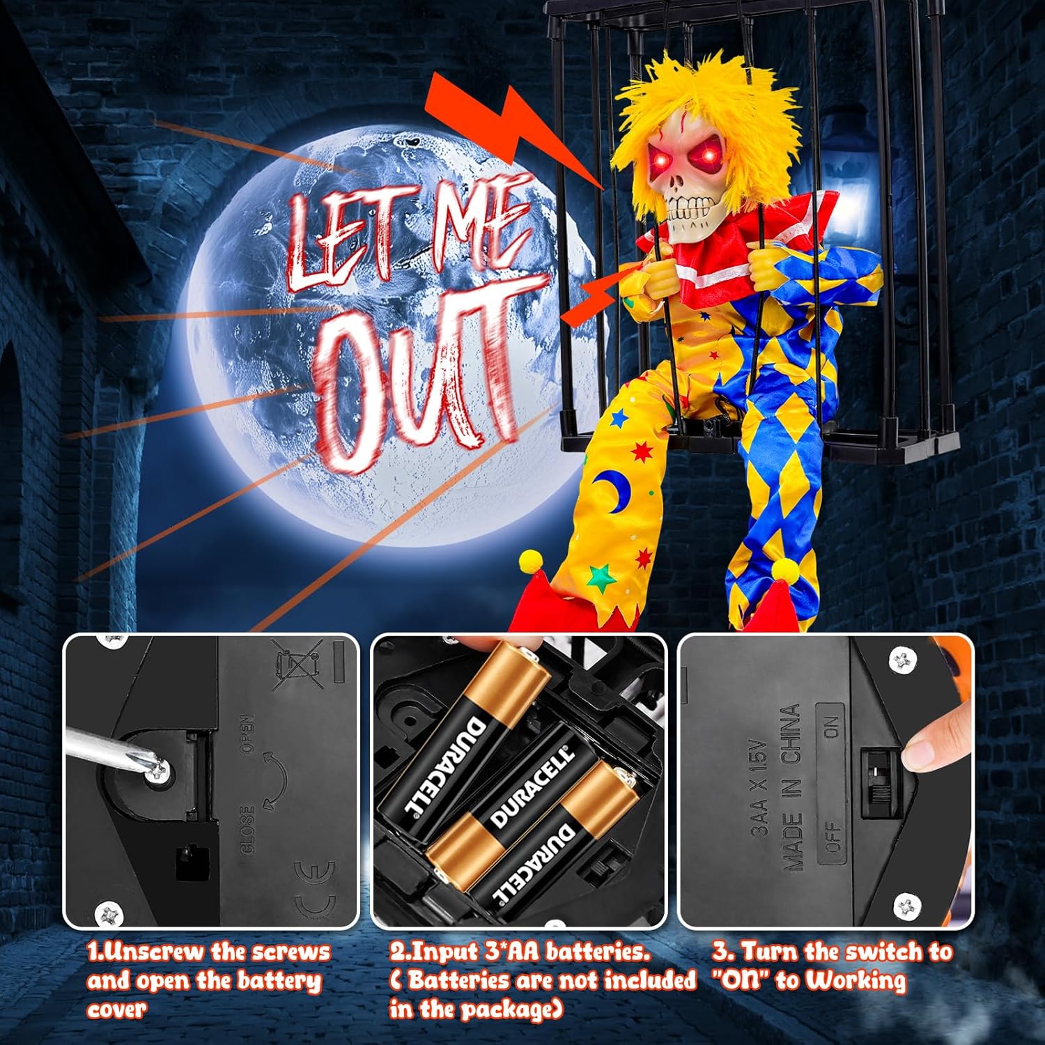 Halloween Animated Screaming Ghost Decoration | Motion Sensor Skull Prisoner with Light Up Eyes for Indoor & Outdoor Halloween Decor