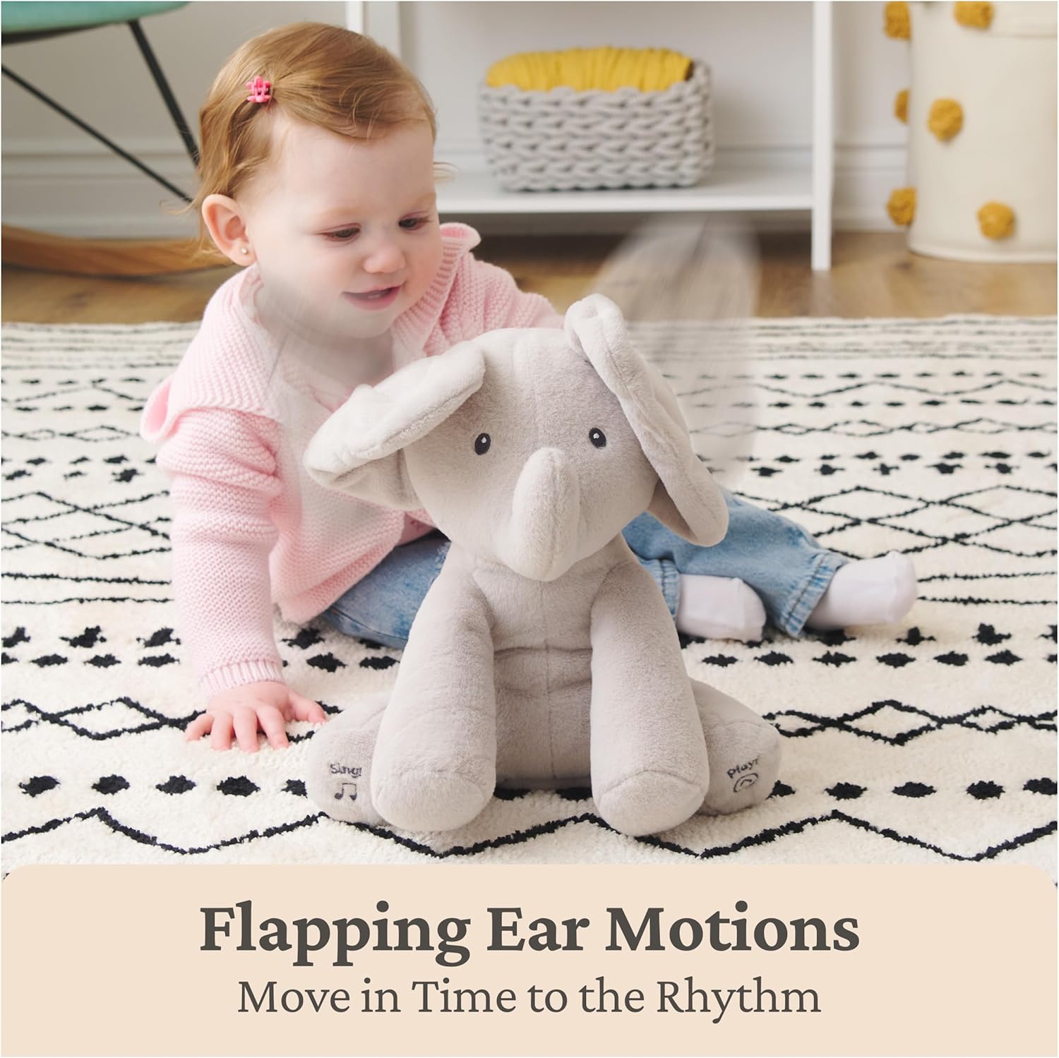 Peek-a-Boo Elephant Toy – Soft Singing & Ear-Flapping Interactive Elephant for Babies and Toddlers