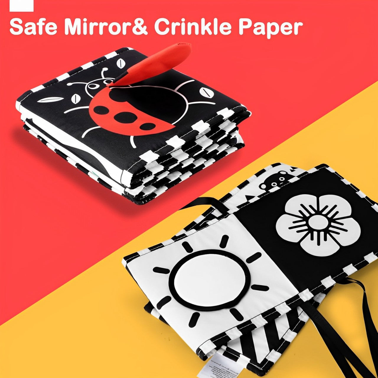 Montessori Baby Sensory Book | Black and White Infant Toys, Safe Materials & Ideal for Visual Development in Infants