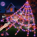 16.4 FT Giant Halloween Spider Web Lights | 550 LED, Waterproof & 8 Lighting Modes for Outdoor Yard Decorations