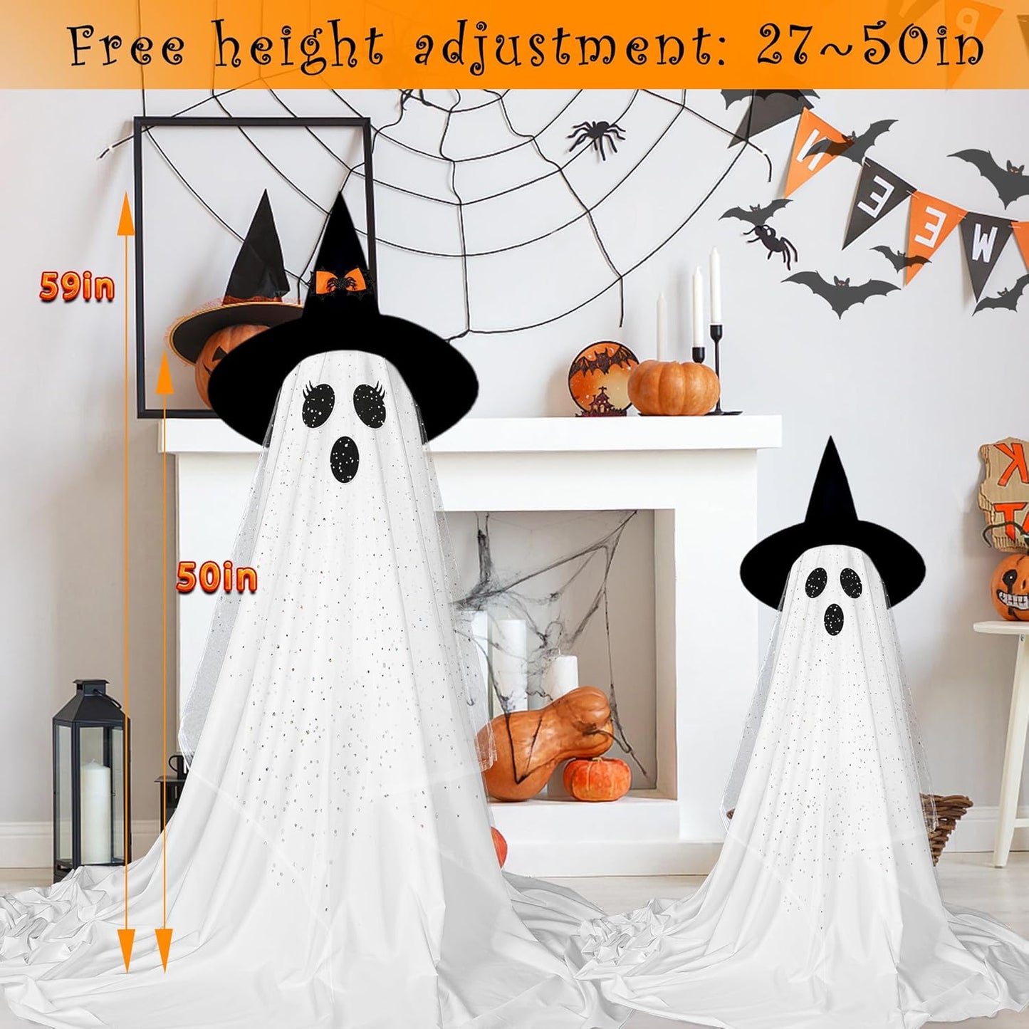 Halloween Ghost Decorations | Remote Control String Lights for Outdoor and Indoor Parties, Perfect for Yards, Gardens & Lawn Displays