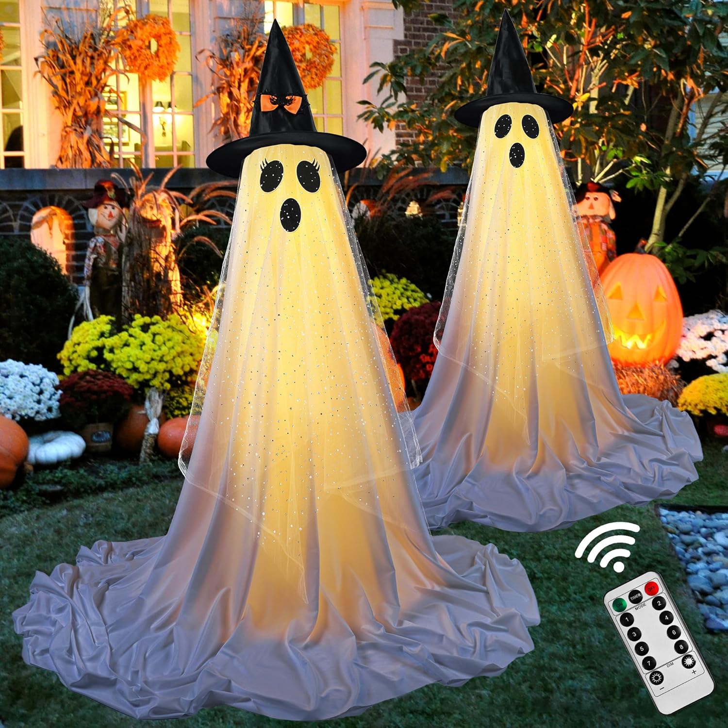Halloween Ghost Decorations | Remote Control String Lights for Outdoor and Indoor Parties, Perfect for Yards, Gardens & Lawn Displays