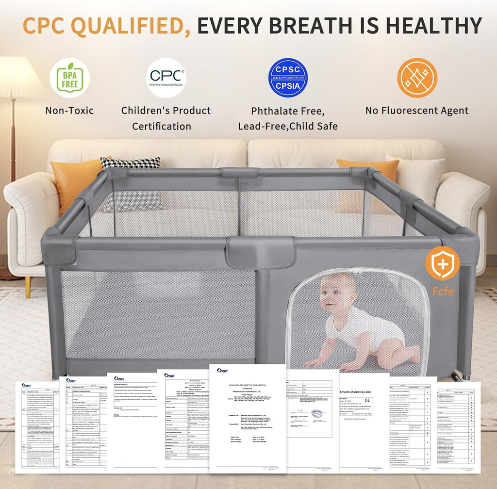 Foldable Baby Playpen for Toddlers | Breathable Mesh, Durable Oxford Fabric & Safe Indoor/Outdoor Play Space for Infants and Toddlers