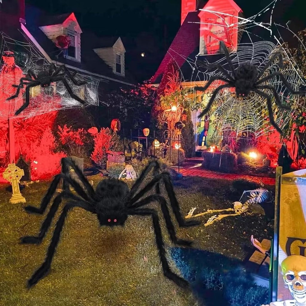Halloween Spider Web Lights | 23FT with 350 LED, 6.6FT Giant Spider & 8 Modes for Outdoor Haunted House Decor