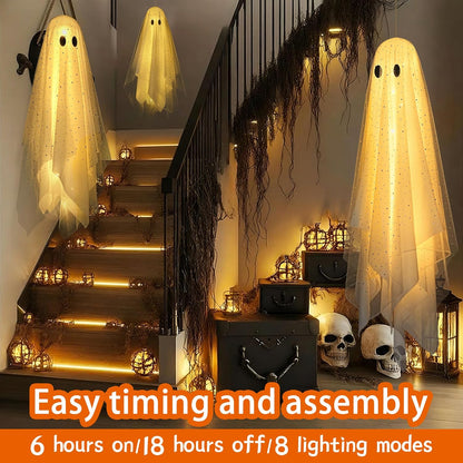 Halloween Ghost Decorations | Remote Control String Lights for Outdoor and Indoor Parties, Perfect for Yards, Gardens & Lawn Displays