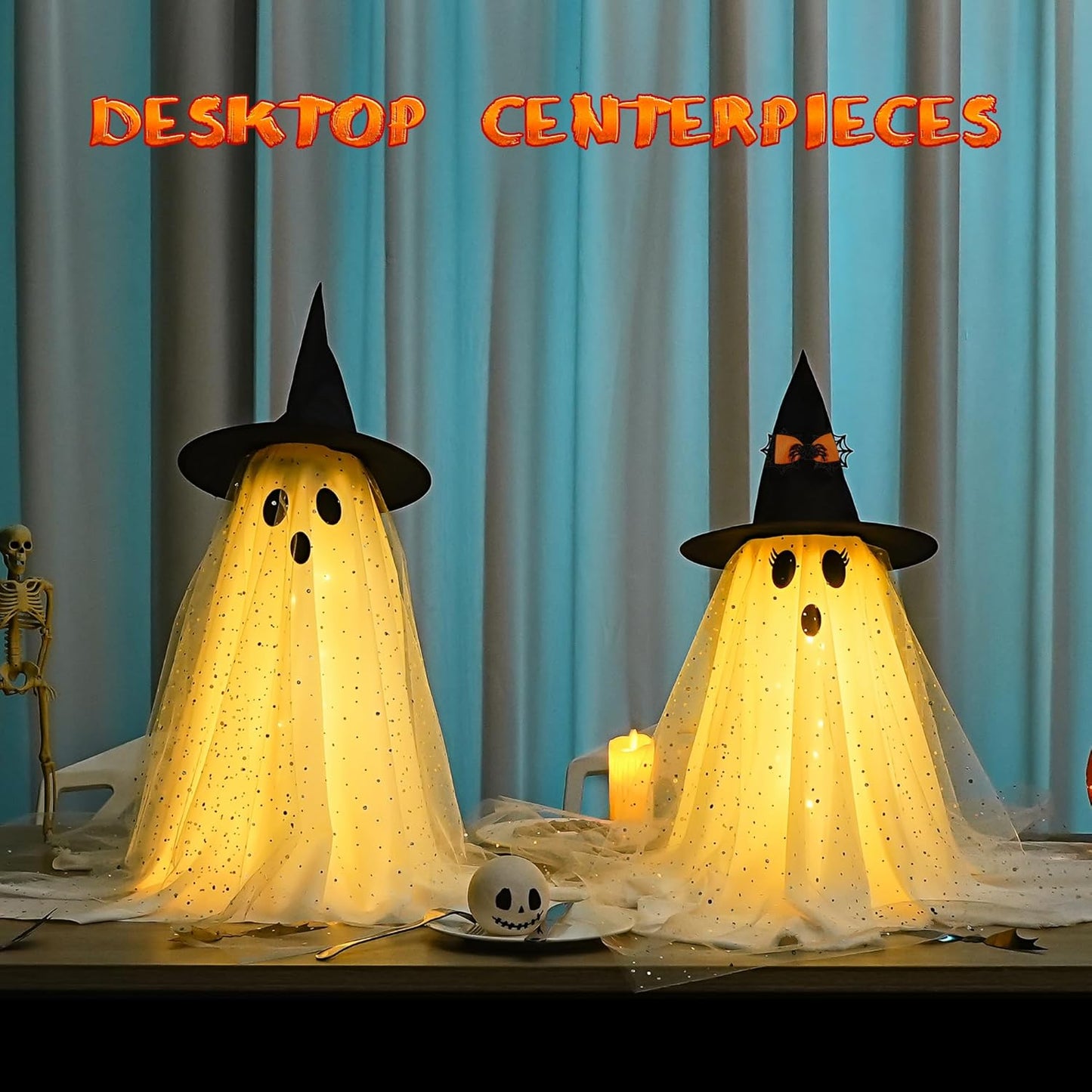 Halloween Ghost Decorations | Remote Control String Lights for Outdoor and Indoor Parties, Perfect for Yards, Gardens & Lawn Displays