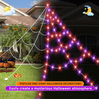 16.4 FT Giant Halloween Spider Web Lights | 550 LED, Waterproof & 8 Lighting Modes for Outdoor Yard Decorations