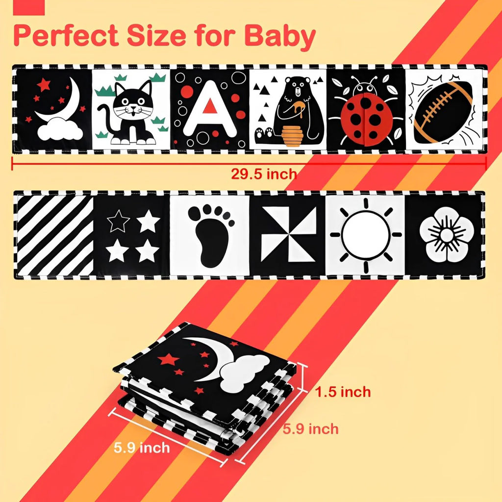 Montessori Baby Sensory Book | Black and White Infant Toys, Safe Materials & Ideal for Visual Development in Infants