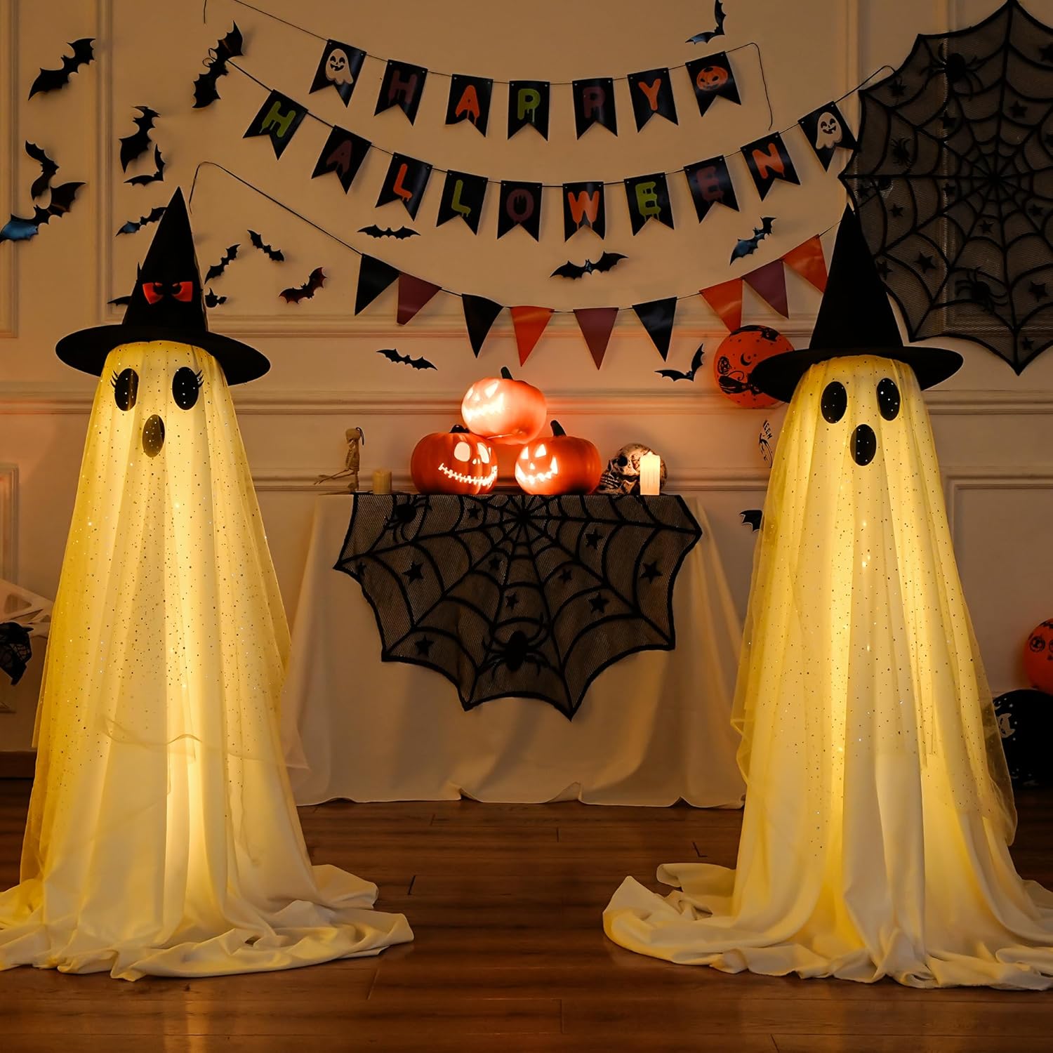 Halloween Ghost Decorations | Remote Control String Lights for Outdoor and Indoor Parties, Perfect for Yards, Gardens & Lawn Displays