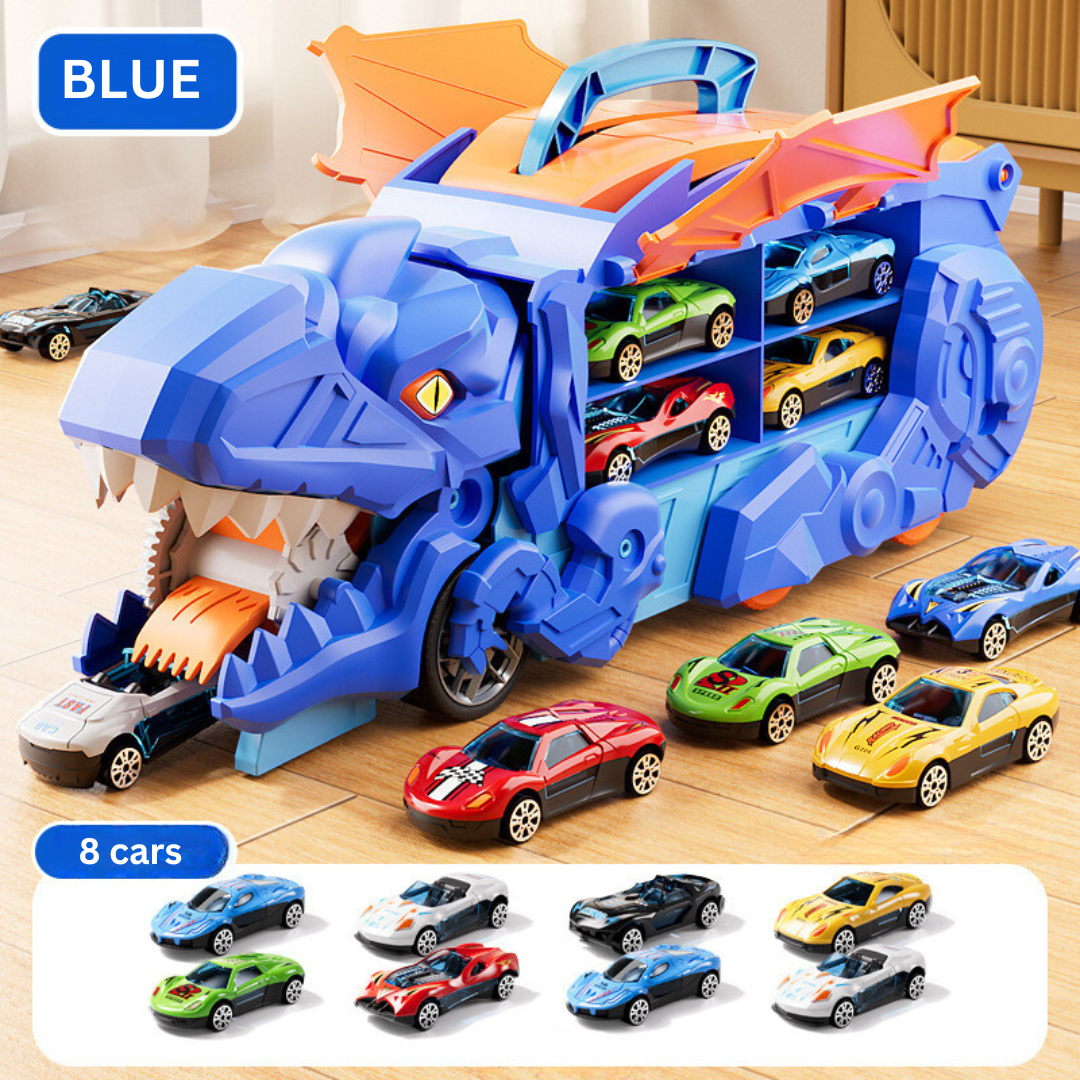 Dinosaur Toy Transporter Truck Playset | 2-in-1 Dino & Car Storage for Boys 3–5 – Includes Mini Cars & Jurassic Figures