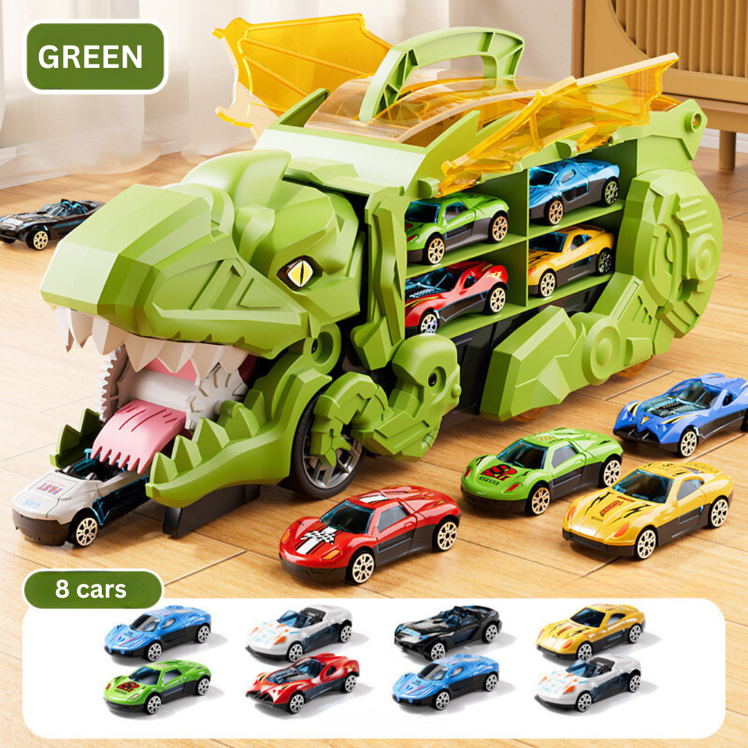 Dinosaur Toy Transporter Truck Playset | 2-in-1 Dino & Car Storage for Boys 3–5 – Includes Mini Cars & Jurassic Figures