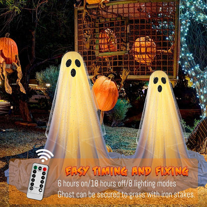 Halloween Ghost Decorations | Remote Control String Lights for Outdoor and Indoor Parties, Perfect for Yards, Gardens & Lawn Displays