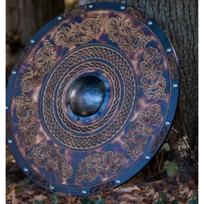 Double Ravens Personalized Viking Shield | Battleworn Design for Home Decor & Collectors