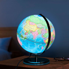 Children's Light Up World Globe with Atlas and Stand, Featuring a Glow-In-The-Dark Moon