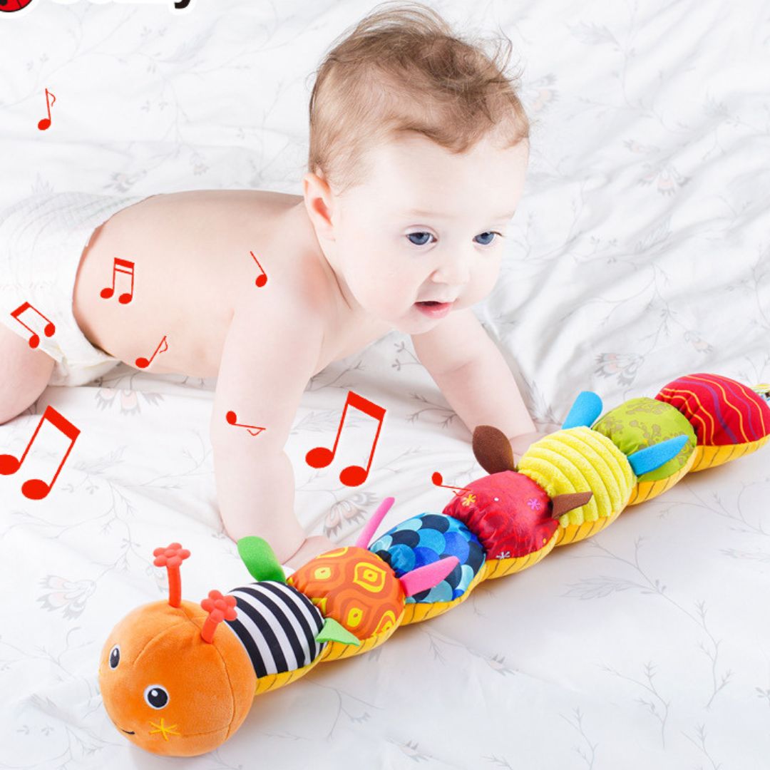Sensory Plush Rattle Caterpillar | Soft, Colorful & Engaging Toy for Baby's Auditory and Tactile Development