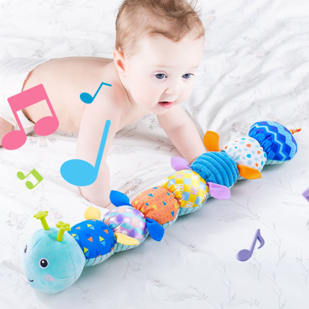 Sensory Plush Rattle Caterpillar | Soft, Colorful & Engaging Toy for Baby's Auditory and Tactile Development