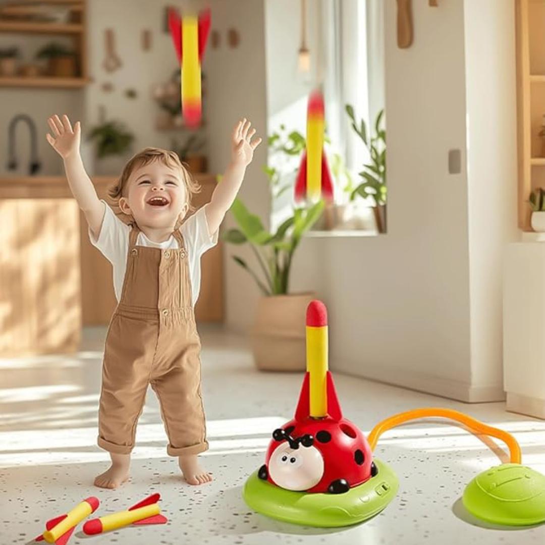 3-in-1 Active Play Toy for Kids | Jumping Pad, Ring Toss & Rocket Launcher for Indoor and Outdoor Fun