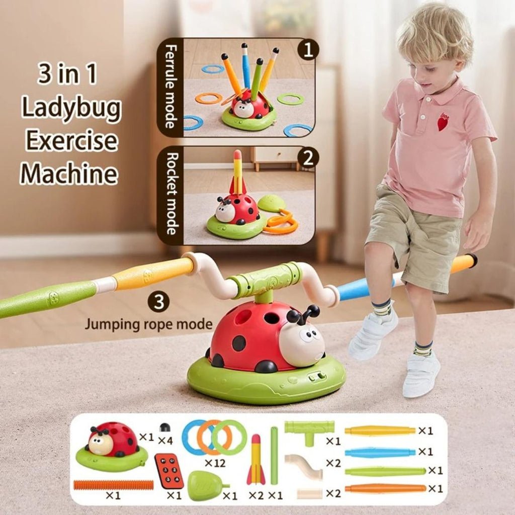 3-in-1 Active Play Toy for Kids | Jumping Pad, Ring Toss & Rocket Launcher for Indoor and Outdoor Fun