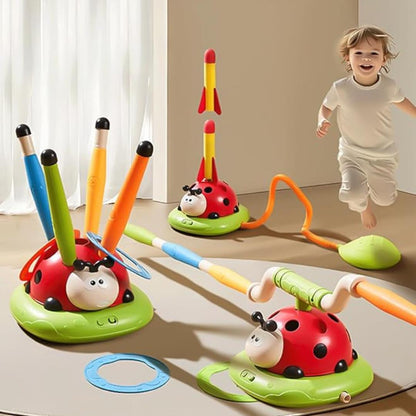 3-in-1 Active Play Toy for Kids | Jumping Pad, Ring Toss & Rocket Launcher for Indoor and Outdoor Fun
