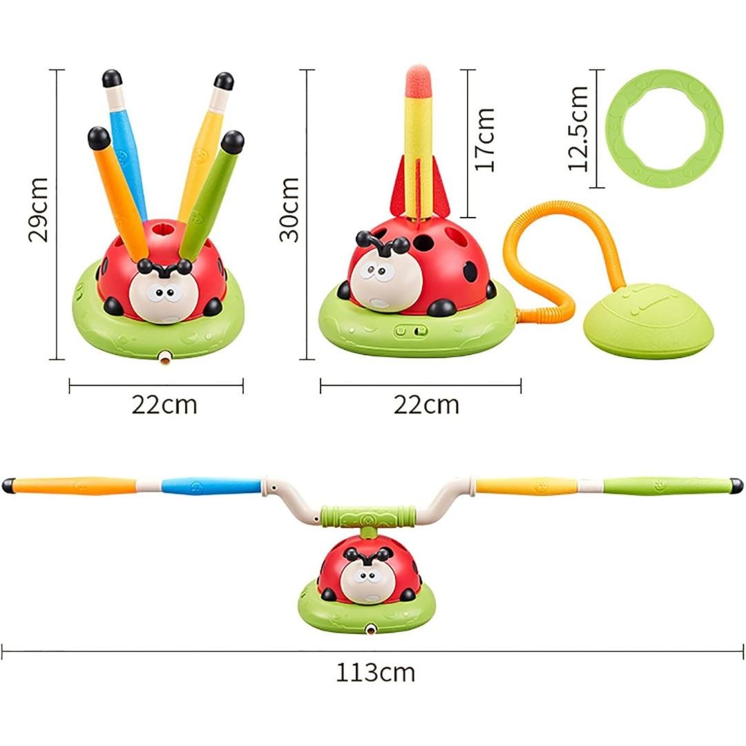 3-in-1 Active Play Toy for Kids | Jumping Pad, Ring Toss & Rocket Launcher for Indoor and Outdoor Fun
