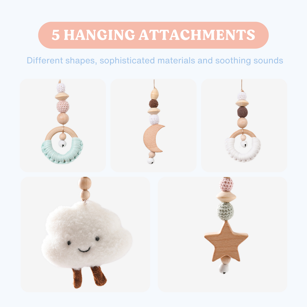 Wooden Baby Play Gym - Cot Mobile Playmat for Newborns