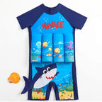Kids Buoyancy Floating Swimsuit | Cartoon Print, Rash Guard Protection & One-Piece Design for Safe Swimming Fun