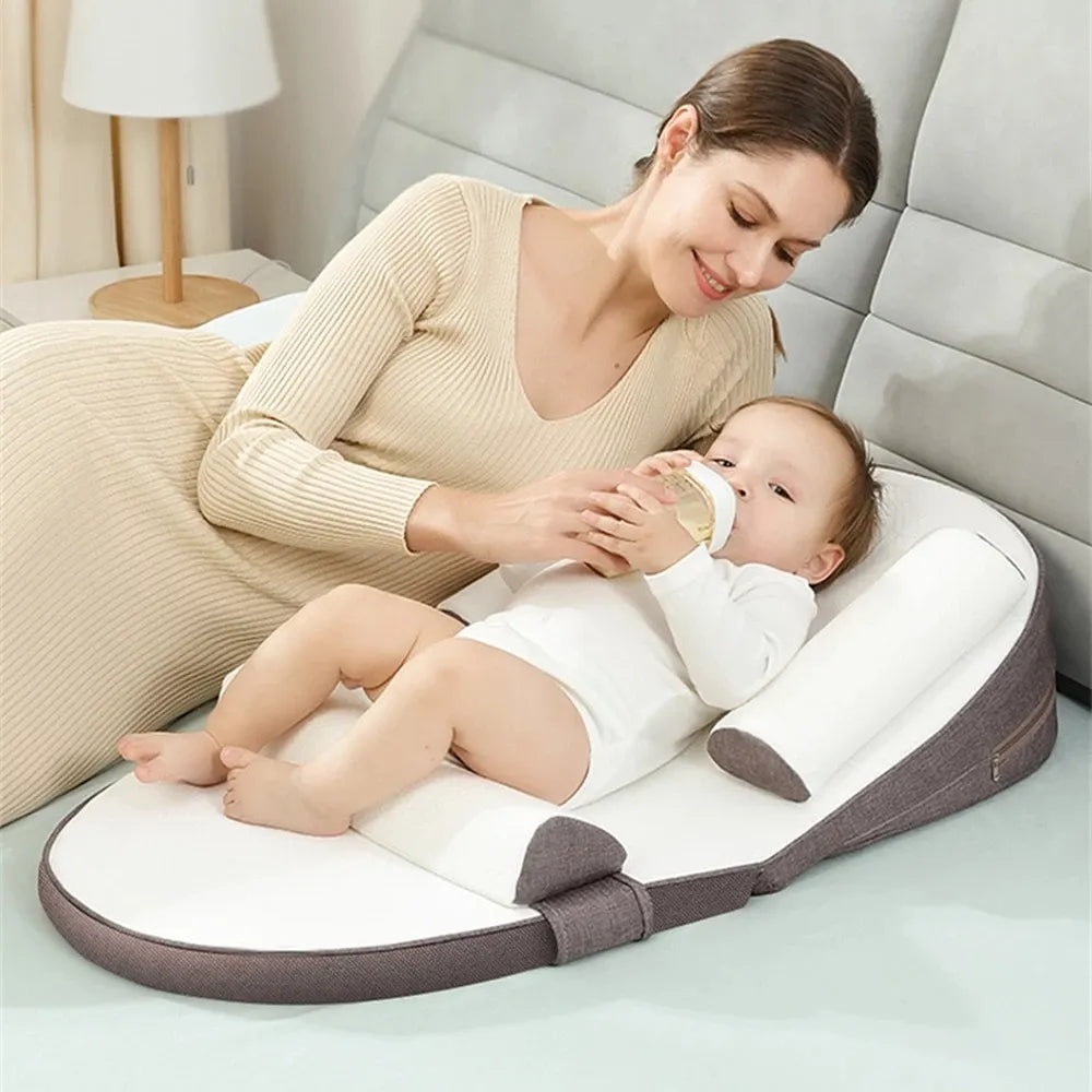 Organic Cotton Baby Lounger | Anti-Roll Sides, Gentle Incline & Portable for Supervised Playtime and Bonding