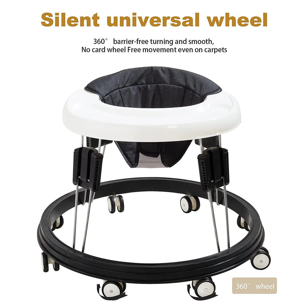 Anti Rollover Baby Walker | Adjustable Height, Wide Base & Safe for Babies Aged 6-18 Months