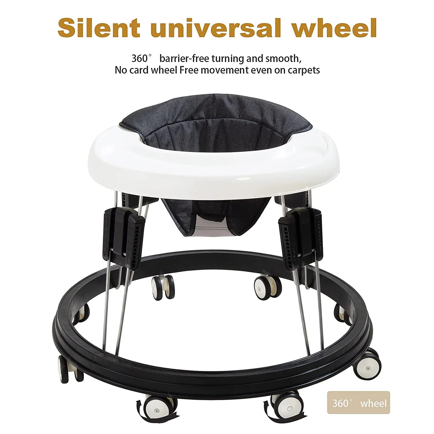 Anti Rollover Baby Walker | Adjustable Height, Wide Base & Safe for Babies Aged 6-18 Months