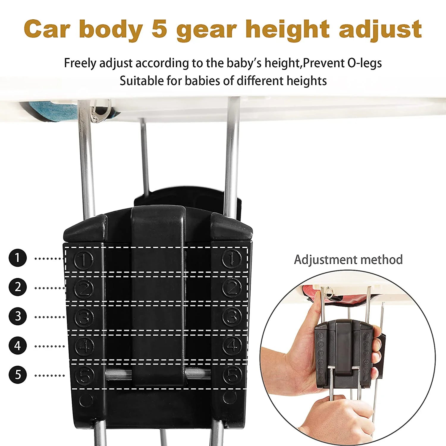 Anti Rollover Baby Walker | Adjustable Height, Wide Base & Safe for Babies Aged 6-18 Months