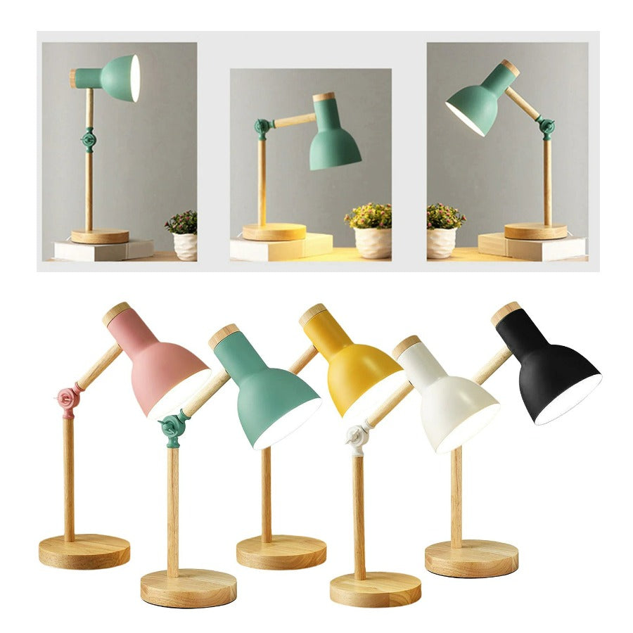 Kids & Home Desk Lamp, Scandi Table Lamp for Study & Bedside | Minimalist Wood & Metal Scandinavian Style