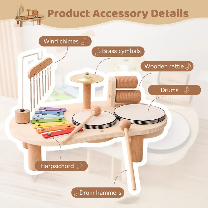 Montessori Wooden Childrens Drum Set | Natural, Non-Toxic & Ideal for Early Childhood Music Development