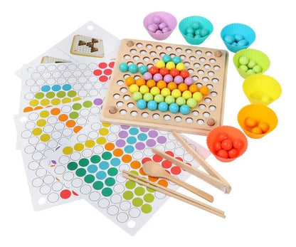 Montessori Wooden Ball Sorting Game | Color Recognition, Number Learning & Fine Motor Skills Development for Kids 3+